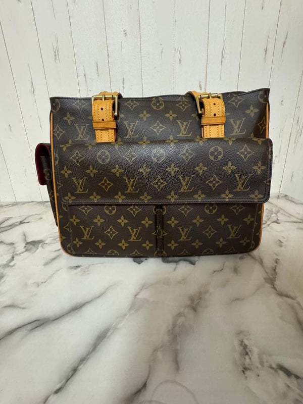 Monogram Tote Bag Handbag Shoulder Canvas Brown