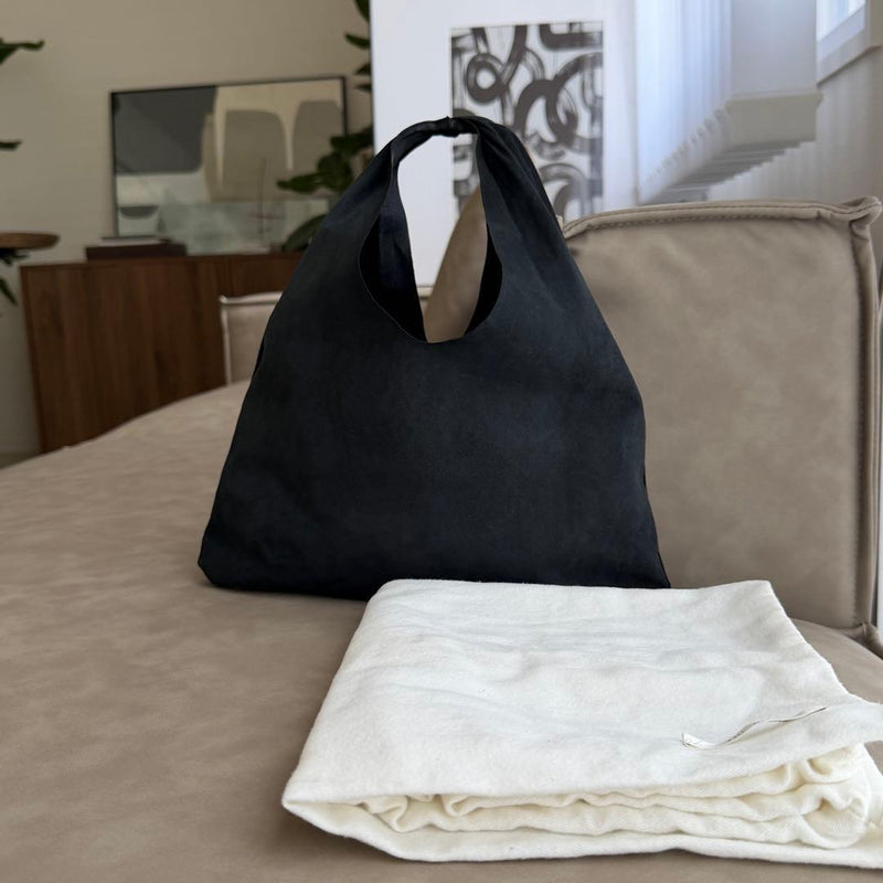 The Row Small Bindel Handbag Suede Leather Black Shoulder Bag
