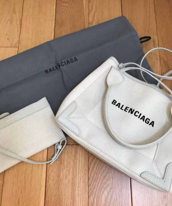 Balenciaga Navy Cabas Xs Tote Bag Handbag Gray Leather