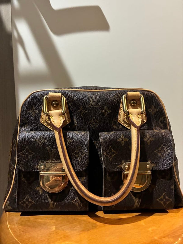 Monogram Manhattan Pm Handbag Brown Leather