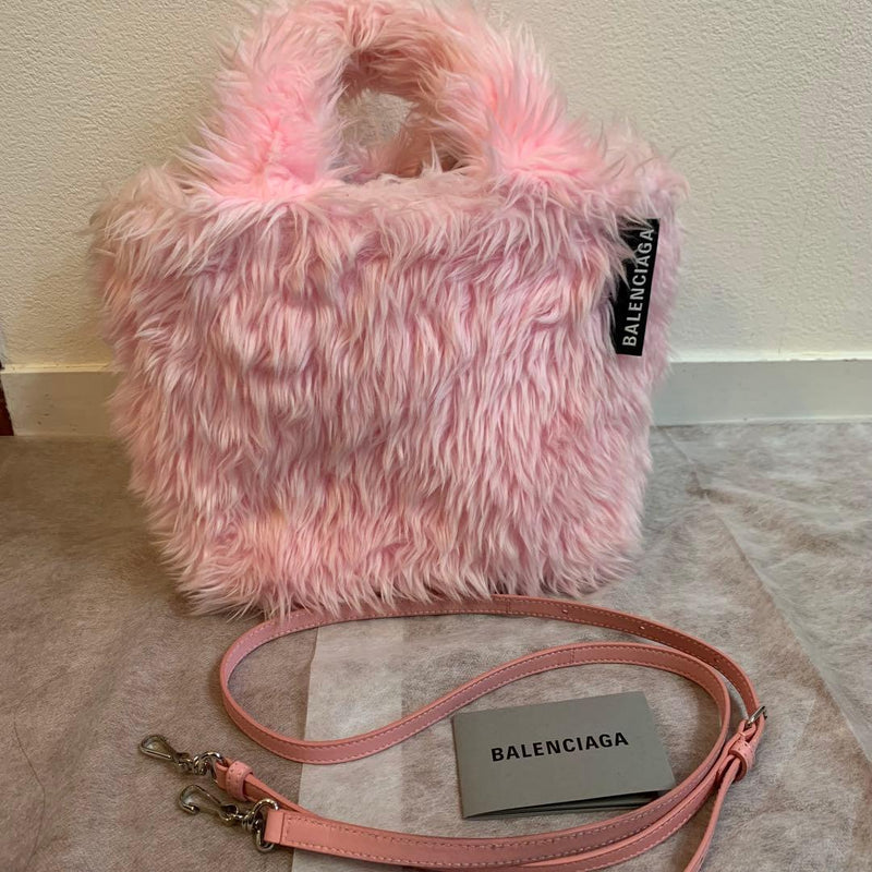 Everyday Fur Bag Handbag Pink Fur Small Removable Strap