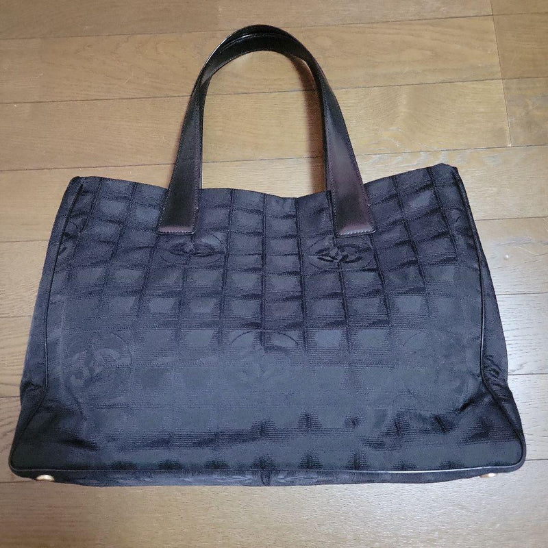 New Travel Line Tote Bag Black Nylon Handbag