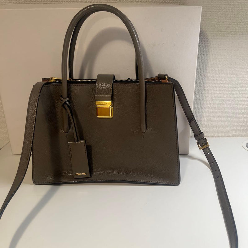 2-Way Shoulder Bag Leather Greige