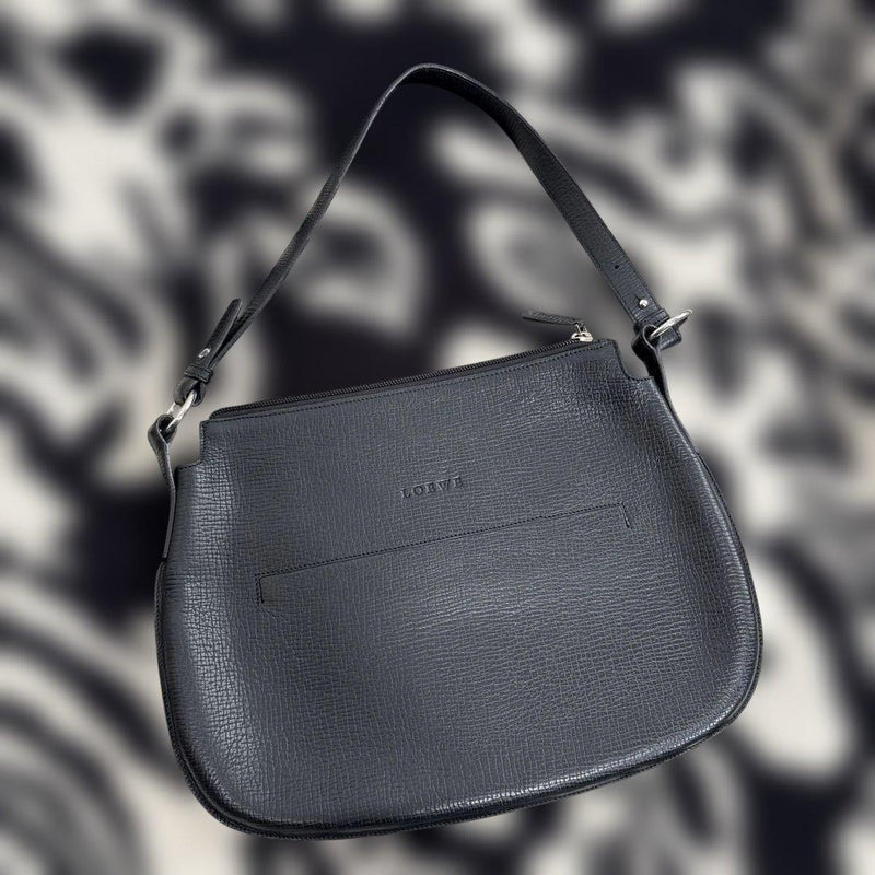 Black Leather Handbag Tote Shoulder Bag