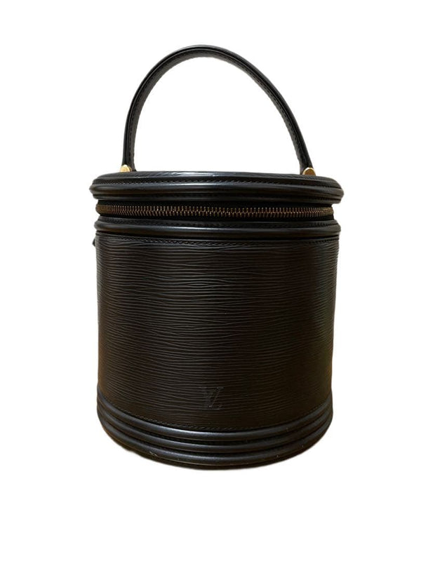 Epi Leather Handbag Black Double Zipper Lock