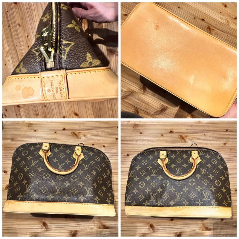 Alma M51130 Monogram Handbag Tote Bag Pvc Cowhide Leather
