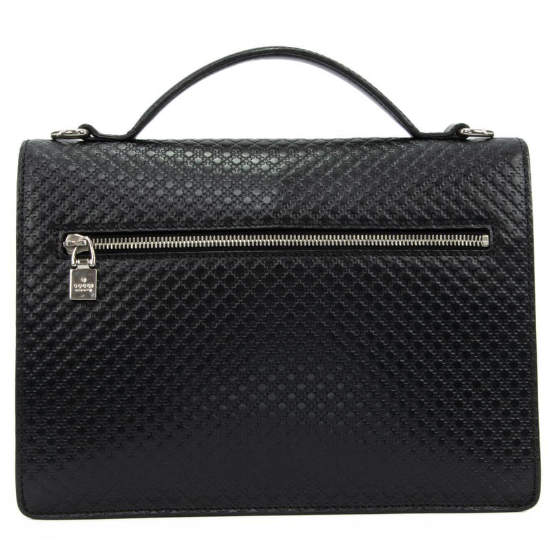 Gucci Diamante 2WAY Shoulder Bag Crossbody Handbag Black Calfskin Silver
