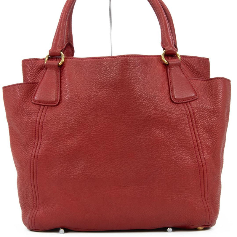 Prada Vitello Daino 2WAY Shoulder Crossbody Handbag Calfskin Red Leather