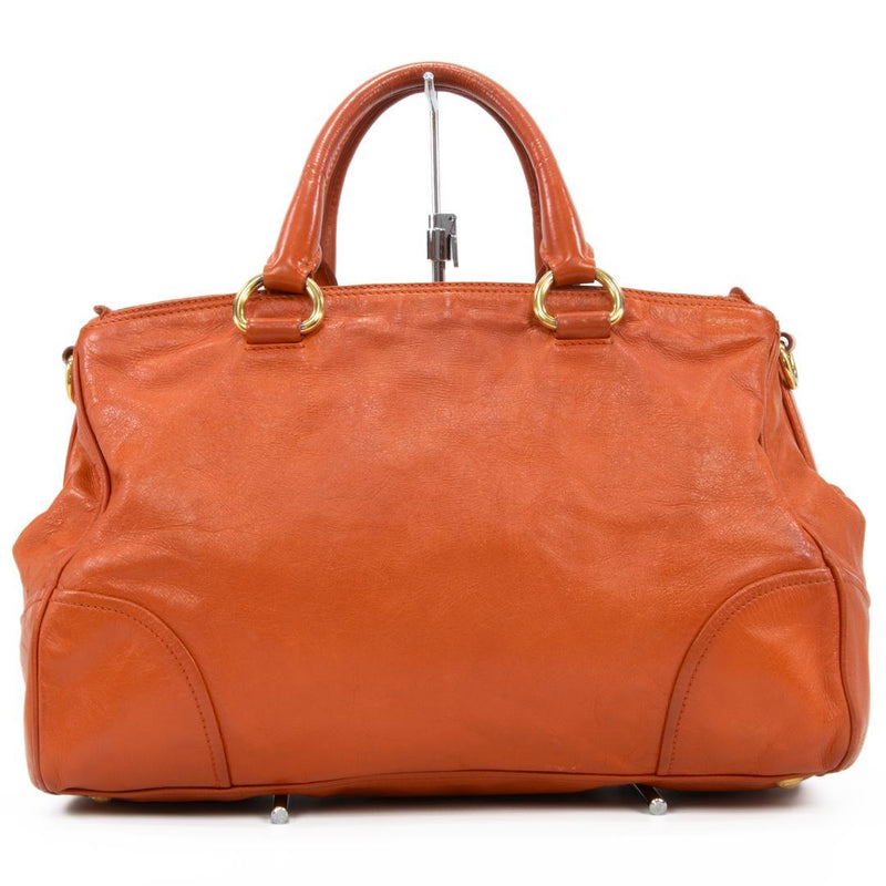 Prada Vitello Shine 165 2WAY Shoulder Crossbody Bag Calfskin Orange Gold