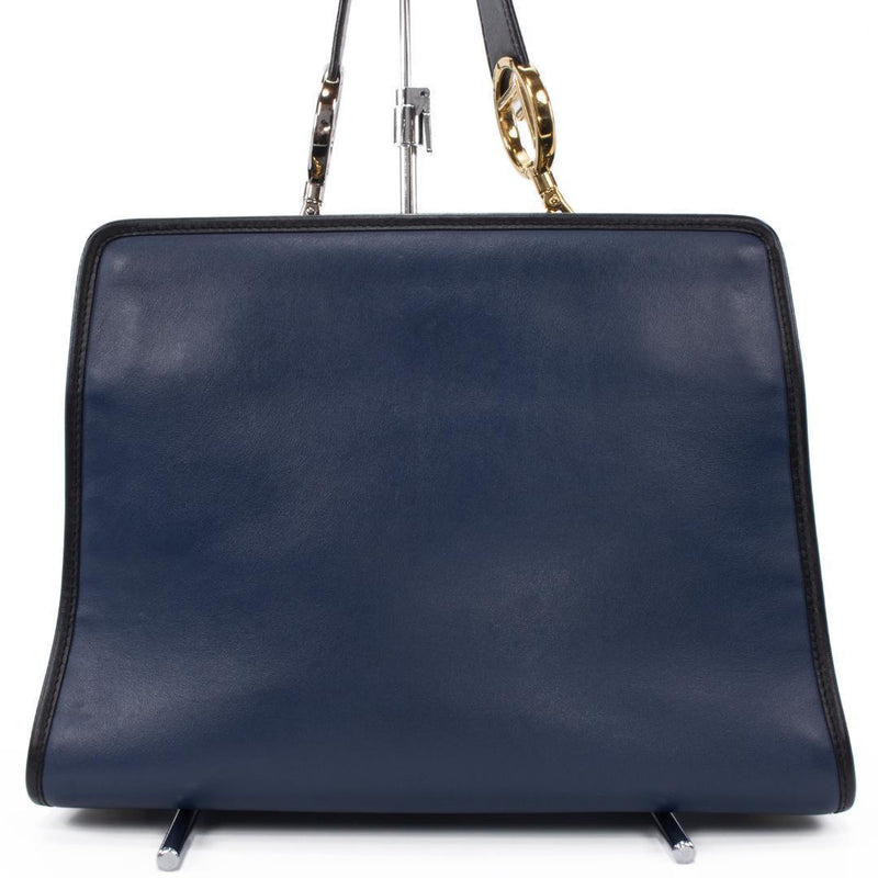 Fendi Runaway Small 2WAY Shoulder Bag Calfskin Indigo Blue Gold Silver Hardware