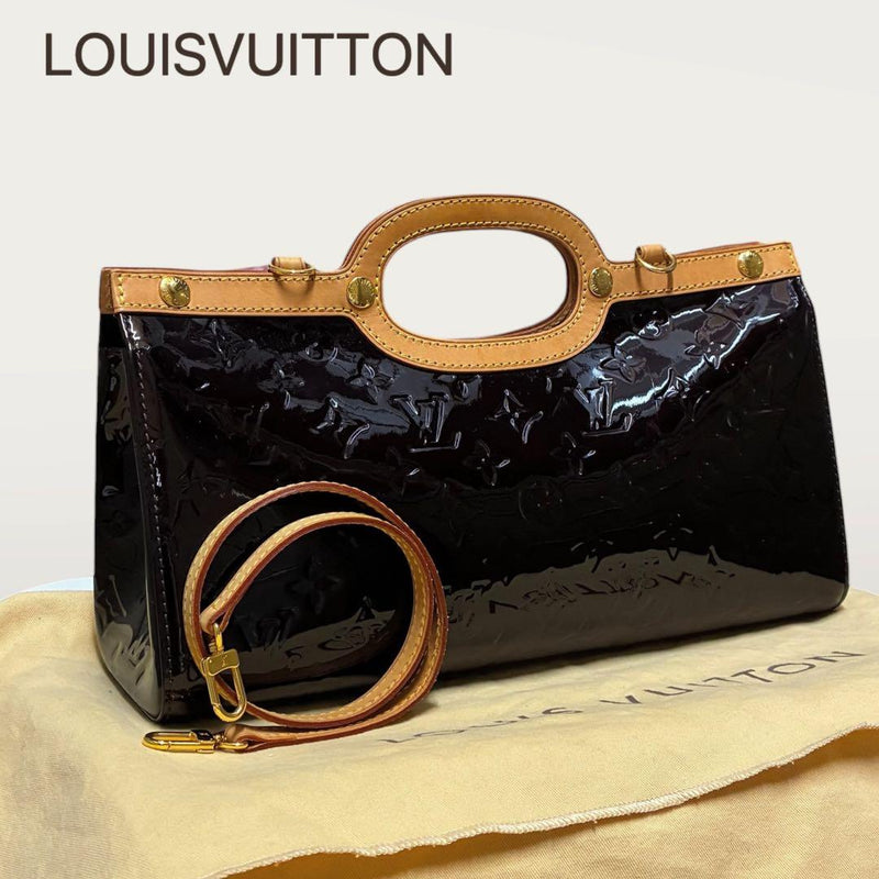 Louis Vuitton Vernis Roxbury Drive Handbag Shoulder Bag Leather Purple