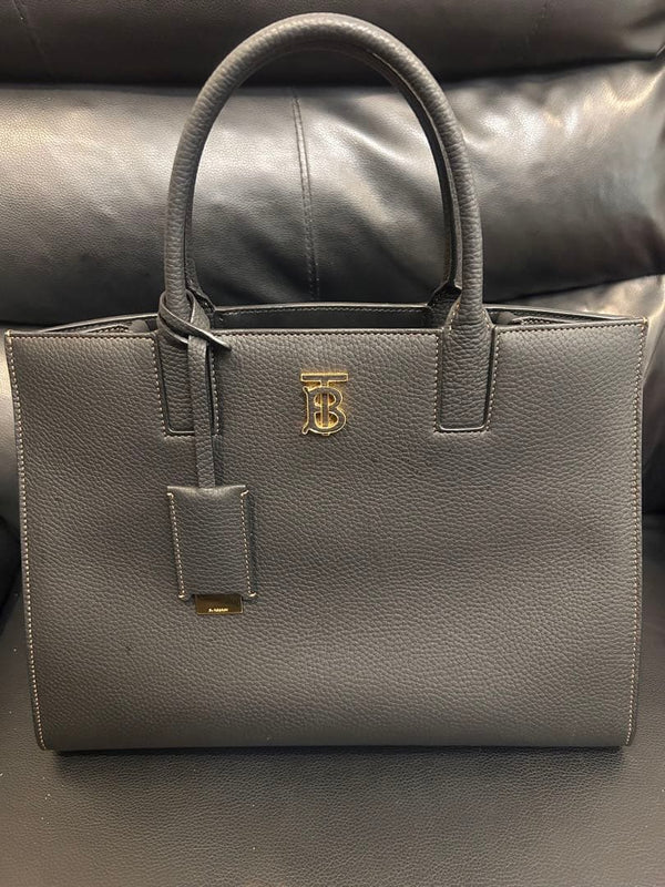 Burberry Tb Francis 2WAY Hand Shoulder Bag Leather Black Gold Hardware