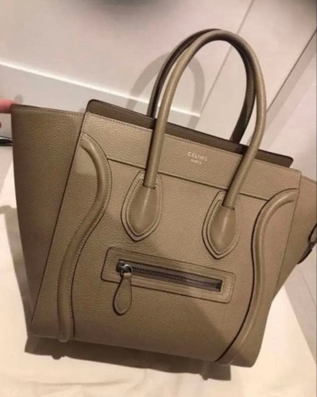 Celine Luggage Micro Shopper Handbag Dune Genuine Leather