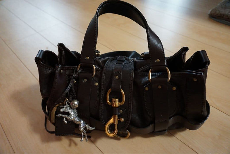 Chloe Kerala Handbag Leather Dark Brown Gold Hardware