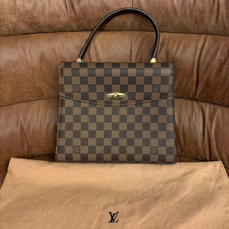 Louis Vuitton Malzerbes Handbag Brown Leather