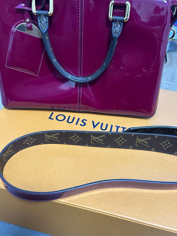 Louis Vuitton M54640 Monogram Tote Bag Patent Leather Magenta Purple Brown Pvc