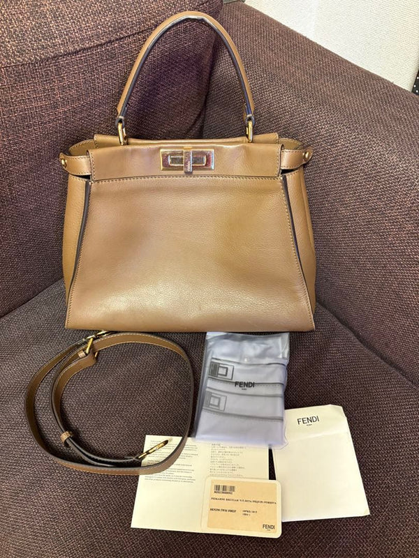Fendi Peekaboo Regular 8BN290 Handbag Leather Foresta Gold Hardware
