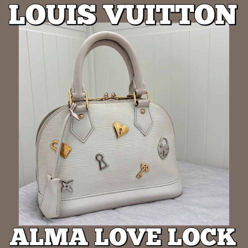 Louis Vuitton Alma Bb Epi Love Lock AR0149 Handbag Monogram Gold Silver