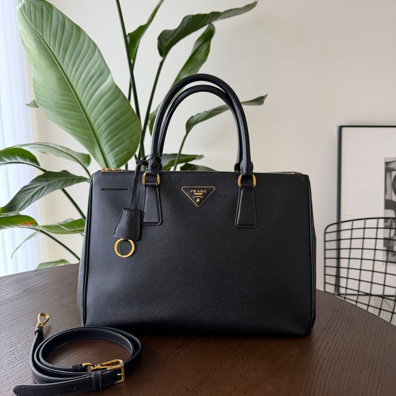 Prada Galleria Handbag Saffiano Leather Nero Black Shoulder Bag