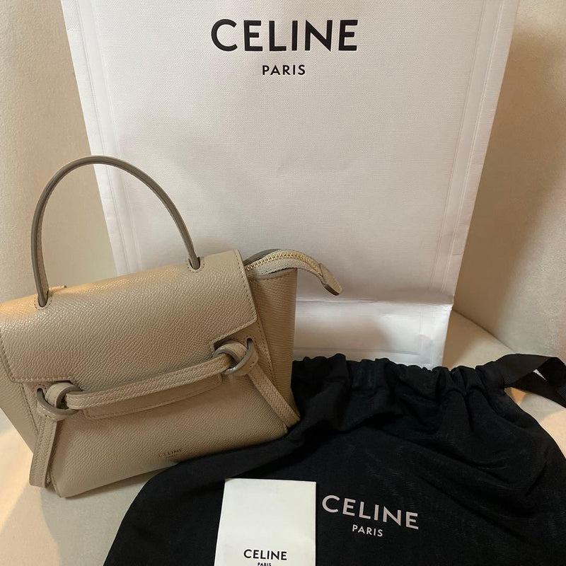 Celine Pico Belt Bag 18LT Light Taupe Handbag Leather Gold Hardware