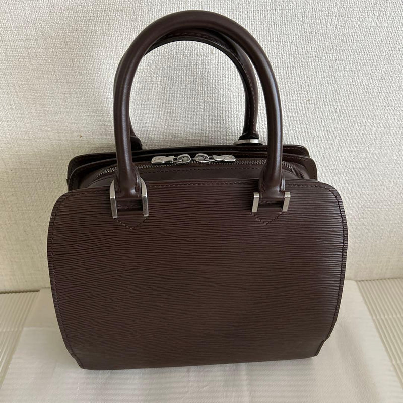 Louis Vuitton Epi Pont Neuf Handbag Brown Silver Hardware