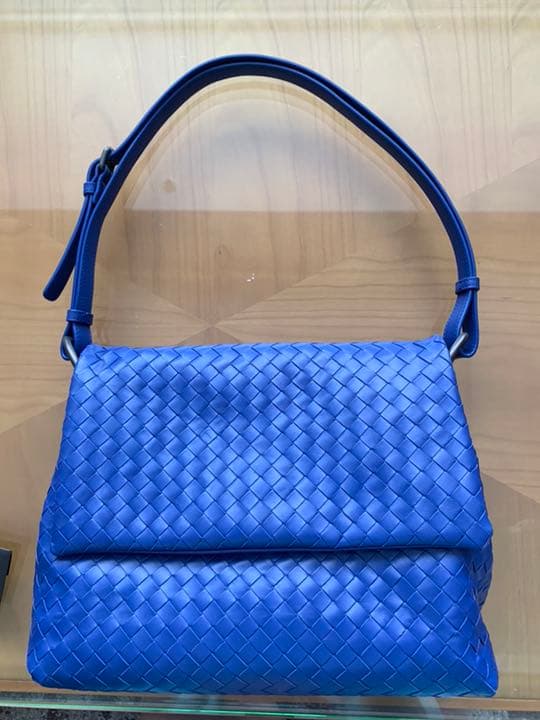 Handbag Top Handle Shoulder Bag Blue Leather