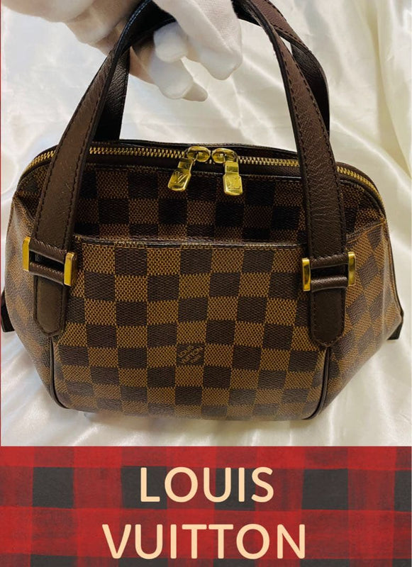 Louis Vuitton Belem Pm AR0035 Handbag Damier Ebene Canvas Brown Leather