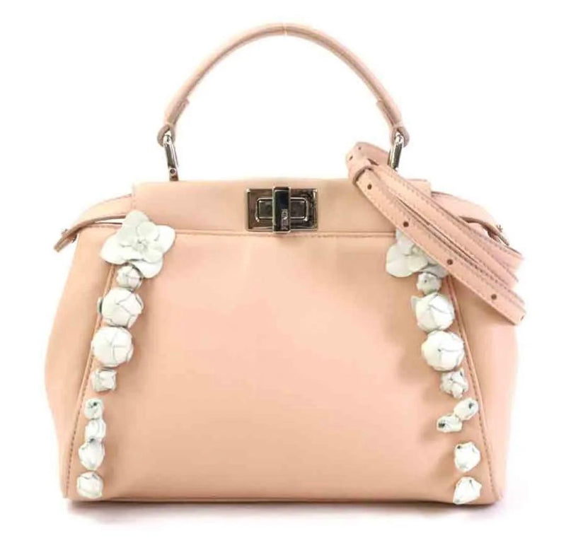 Fendi Peekaboo Handbag Shoulder Bag Crossbody Satchel Leather Pink