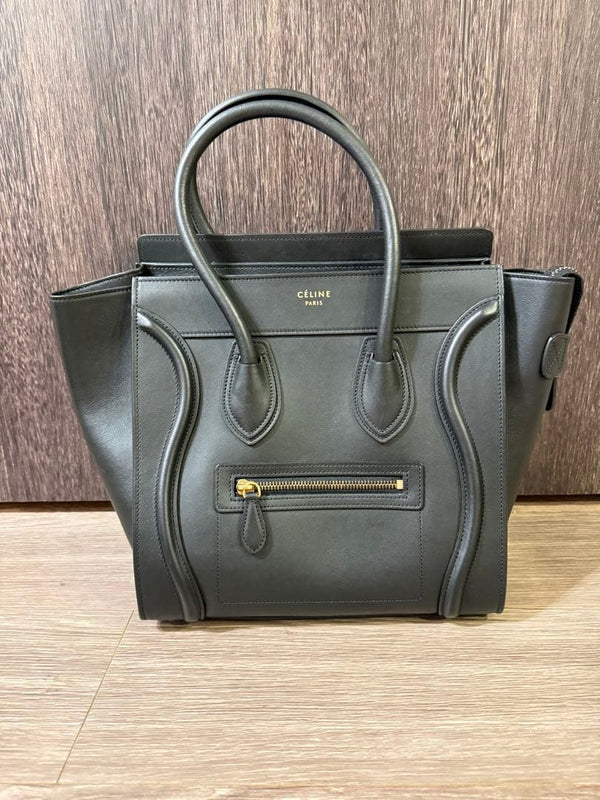 Celine Tote Bag Black Leather Handbag Shoulder Bag