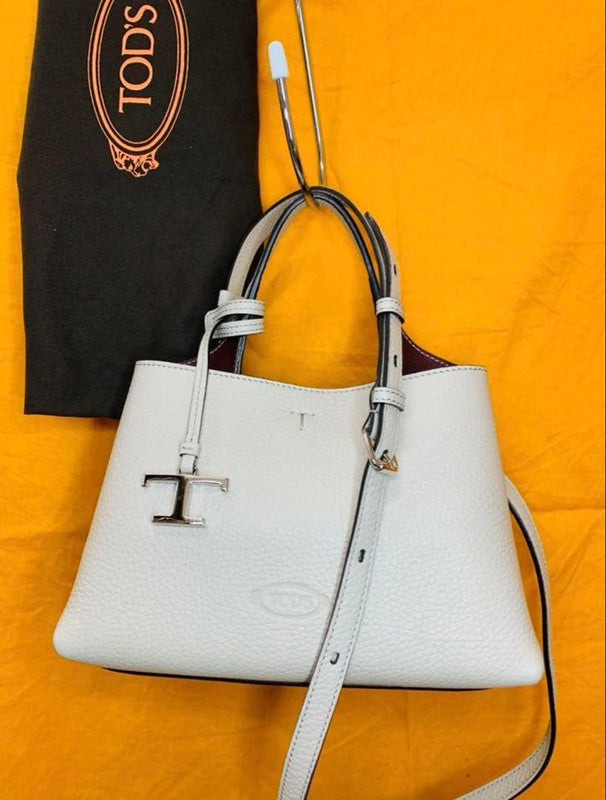 Tods Leather Bag Micro Handbag Shoulder Bag Leather Grayish Ivory