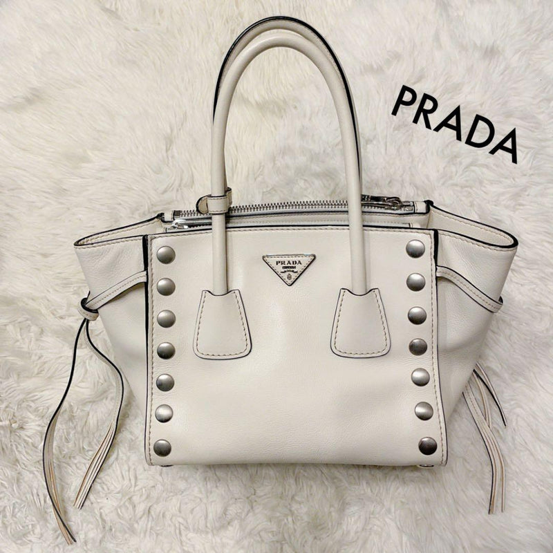 Prada Handbag Shoulder Bag Tote Black Leather