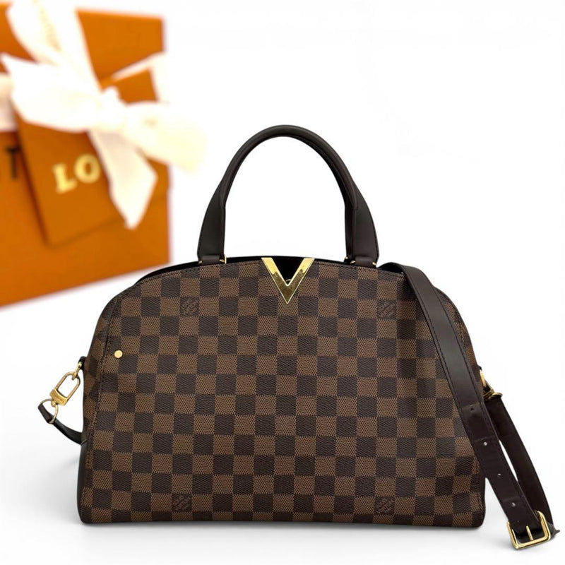 Louis Vuitton Kensington Bowling TJ1117 Shoulder Bag Leather Pvc Brown