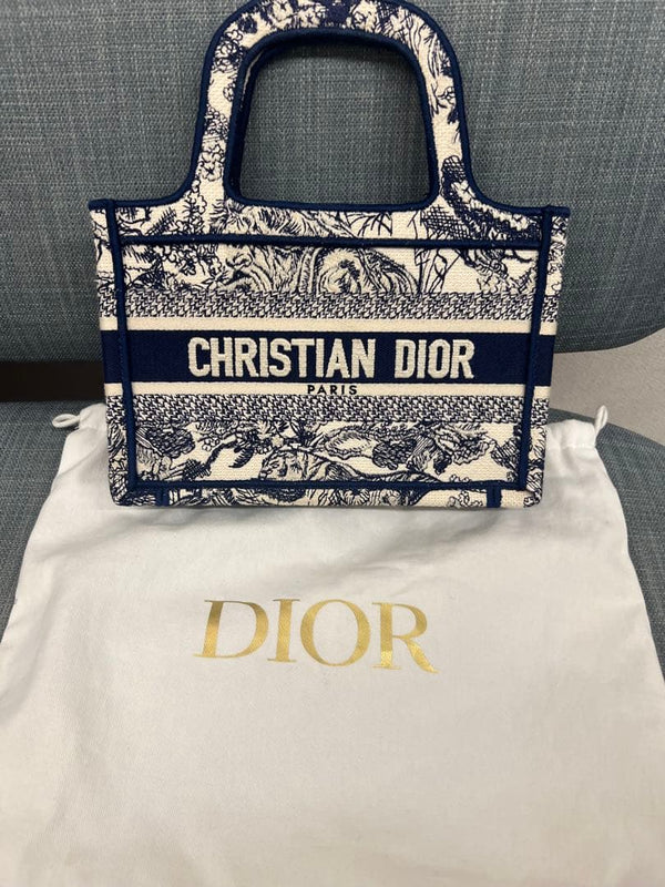 Dior Mini Baguette Handbag Shoulder Bag Navy Ivory