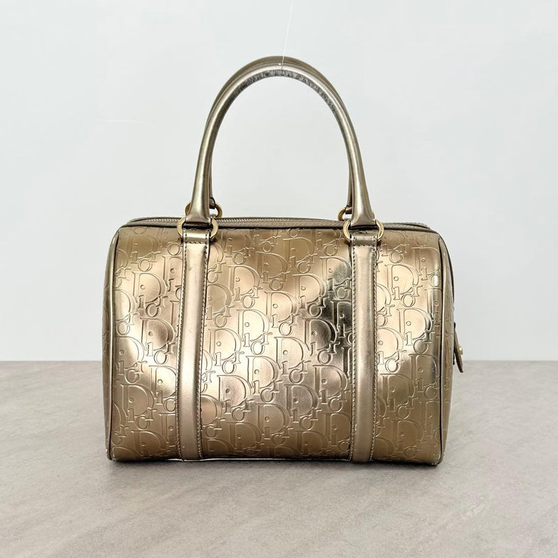 Christian Dior Ultimate Mini Boston Handbag Metallic Gold Trotter
