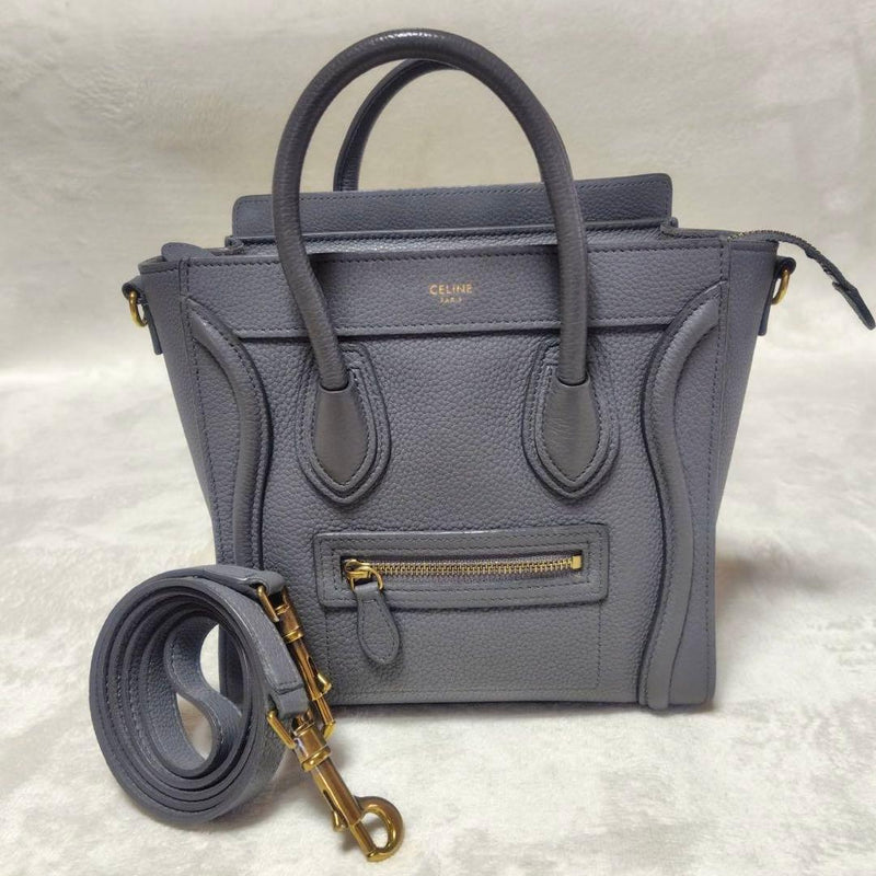 Celine Luggage Micro Shopper Handbag Gray