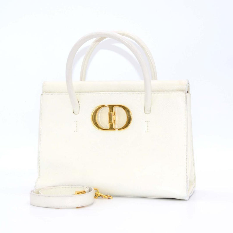 Christian Dior Montaigne 30 Medium Handbag White Leather