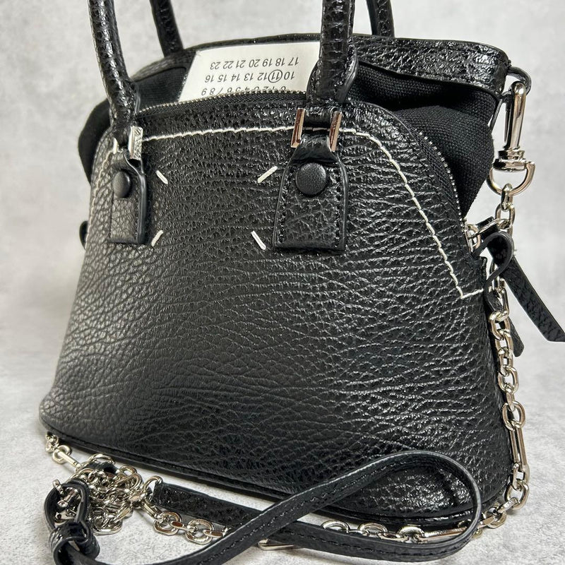 Maison Margiela 2 Way Tote Shoulder Bag Handbag Leather Black