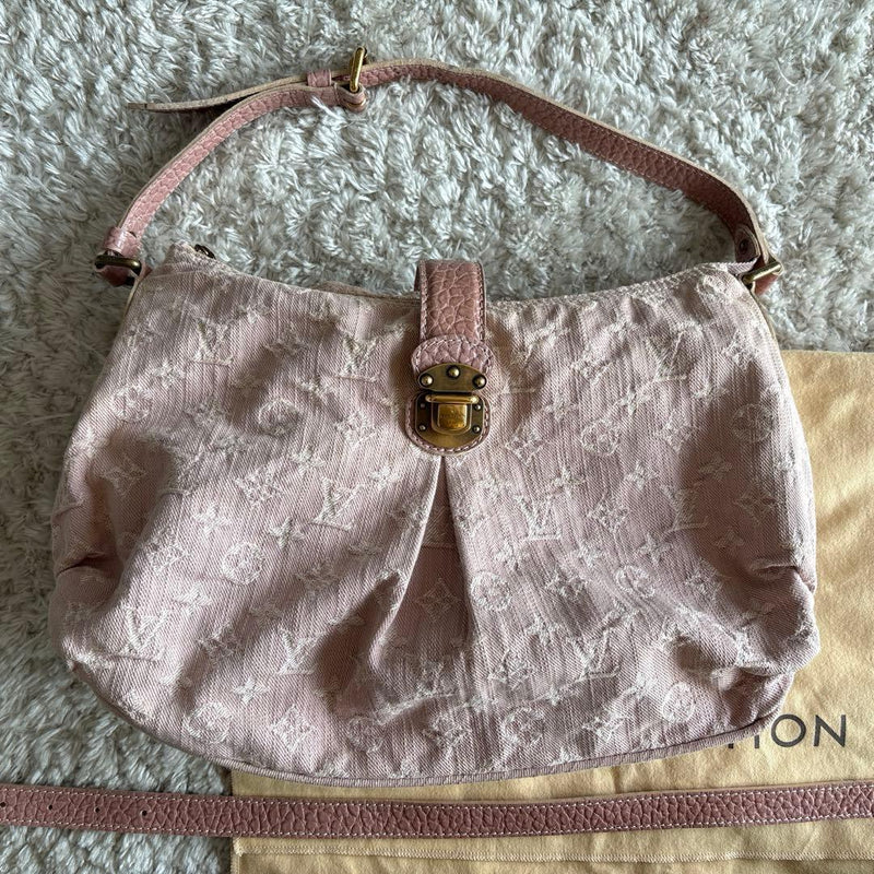Louis Vuitton Monogram Denim Shoulder Bag Pink