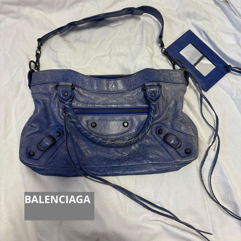 Balenciaga The City Handbag Blue Leather Shoulder Bag