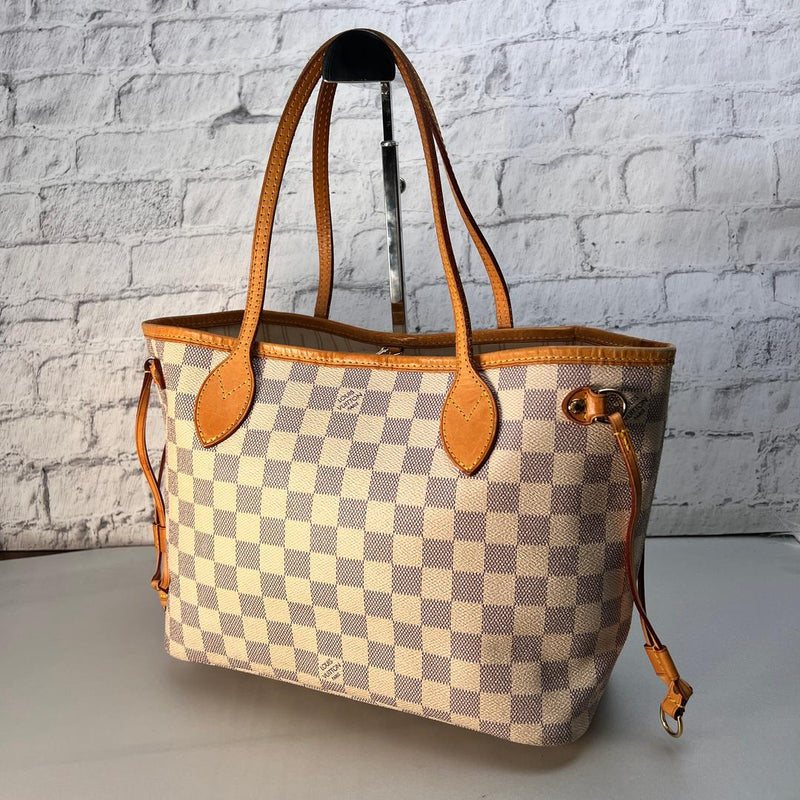 Louis Vuitton Damier Azur A-12287 Handbag Leather White Gold Hardware