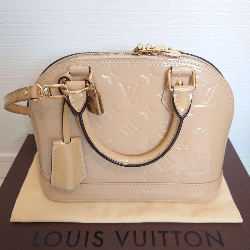 Louis Vuitton Vernis Alma Bb AA3195 Handbag Shoulder Bag Beige