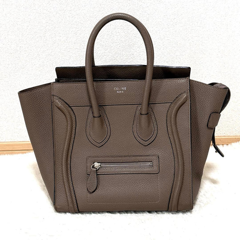 Celine Luggage Micro Shopper Suri Handbag Drummed Calfskin Leather