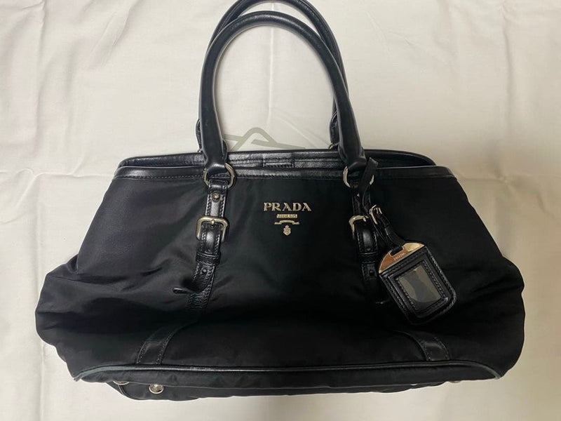Prada Handbag Tote Bag Black Leather