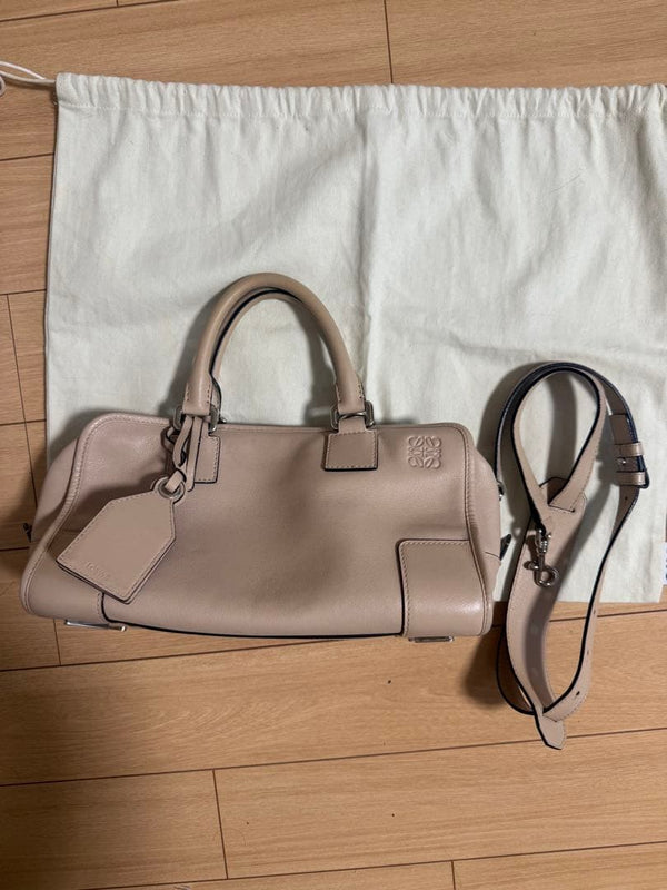 Loewe Amazona 28 Handbag Leather Beige Silver Hardware Shoulder Bag