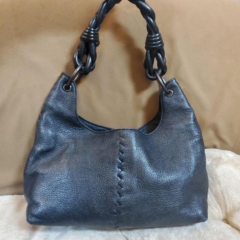 Bottega Veneta Intrecciato Hobo Handbag Leather Black