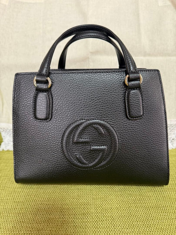 Gucci Soho Handbag Shoulder Bag 2way Leather Black