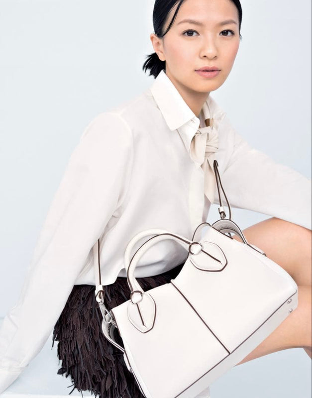Tods D-styling Bag Handbag Shoulder Bag White Leather