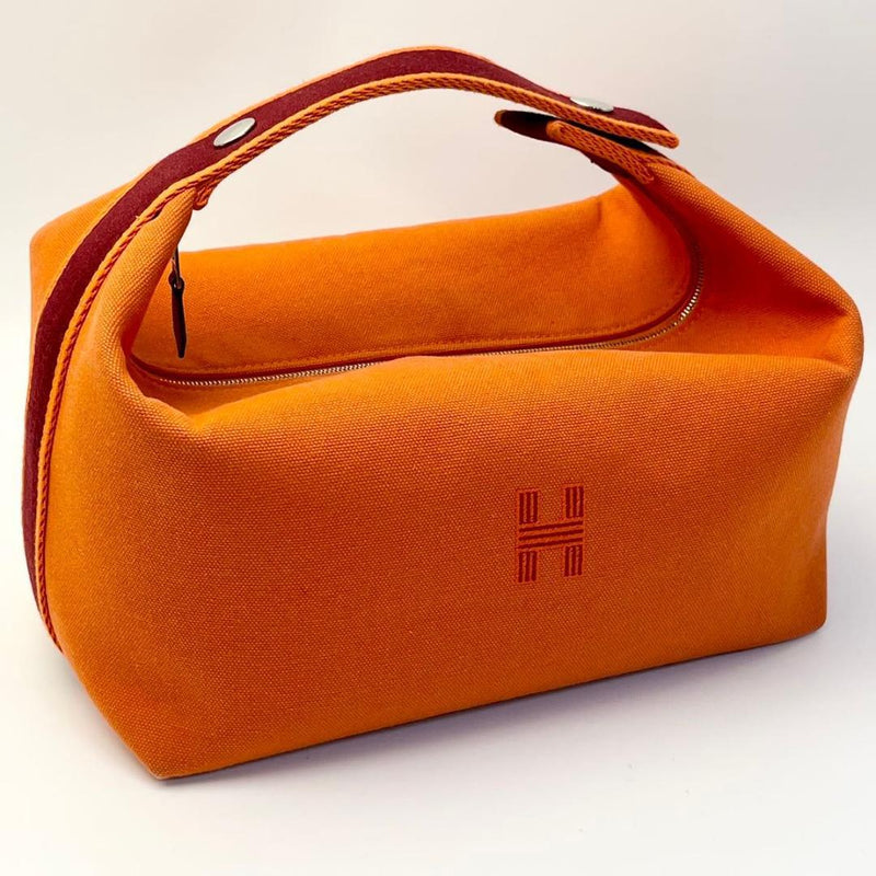 Hermes Bride-a-brac Gm Pouch Canvas Orange Cosmetic Travel Bag
