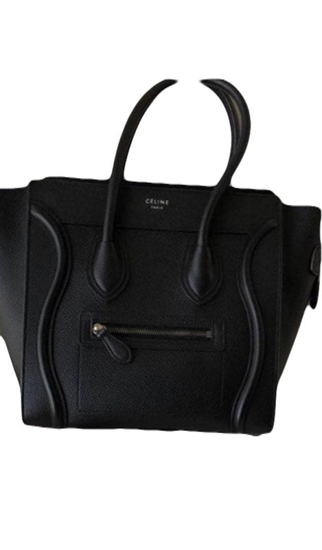 Celine Micro Luggage Tote Bag Calf Leather Black Handbag