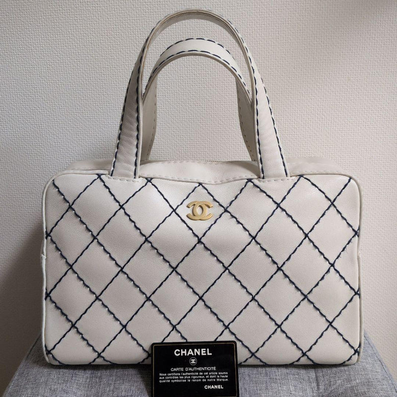 Chanel Wild Stitch Handbag Black Leather Shoulder Bag